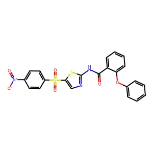 N-(5-((4-nitrophenyl)sulfonyl)thiazol-2-yl)-2-phenoxybenzamide structure