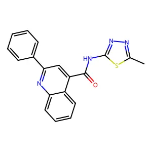 N-(5-methyl-1,3,4-thiadiazol-2-yl)-2-phenylquinoline-4-carboxamide structure