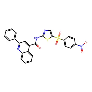 N-(5-((4-nitrophenyl)sulfonyl)thiazol-2-yl)-2-phenylquinoline-4-carboxamide structure