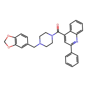 [4-(1,3-Benzodioxol-5-ylmethyl)piperazin-1-yl]-(2-phenylquinolin-4-yl)methanone structure