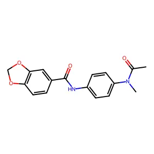 N-[4-[acetyl(methyl)amino]phenyl]-1,3-benzodioxole-5-carboxamide structure