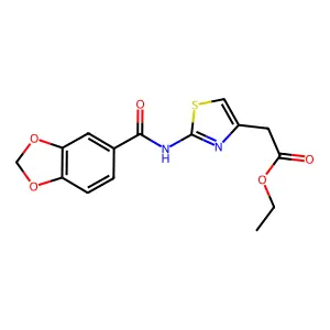 Ethyl {2-[(1,3-benzodioxol-5-ylcarbonyl)amino]-1,3-thiazol-4-yl}acetate structure
