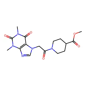 methyl 1-(2-(1,3-dimethyl-2,6-dioxo-2,3-dihydro-1H-purin-7(6H)-yl)acetyl)piperidine-4-carboxylate structure