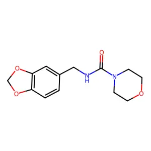 N-(1,3-benzodioxol-5-ylmethyl)morpholine-4-carboxamide structure
