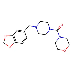 (4-(Benzo[d][1,3]dioxol-5-ylmethyl)piperazin-1-yl)(morpholino)methanone structure