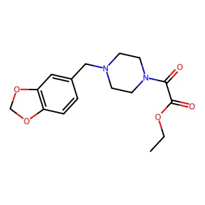 Ethyl 2-[4-(1,3-benzodioxol-5-ylmethyl)piperazin-1-yl]-2-oxoacetate structure