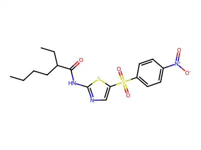 2-ethyl-N-{5-[(4-nitrophenyl)sulfonyl]-1,3-thiazol-2-yl}hexanamide structure