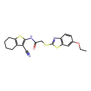 N-(3-cyano-4,5,6,7-tetrahydro-1-benzothiophen-2-yl)-2-[(6-ethoxy-1,3-benzothiazol-2-yl)sulfanyl]acetamide structure