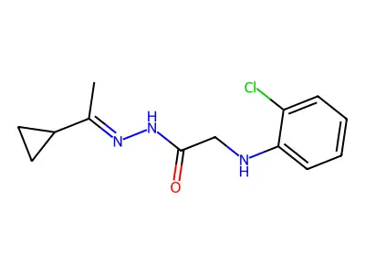 2-(2-chloroanilino)-N'-(1-cyclopropylethylidene)acetohydrazide structure