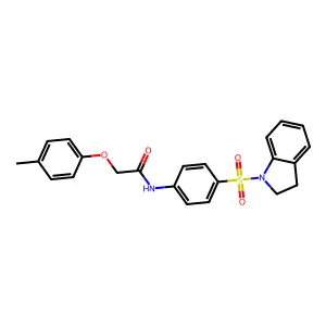 N-[4-(2,3-dihydro-1H-indol-1-ylsulfonyl)phenyl]-2-(4-methylphenoxy)acetamide structure