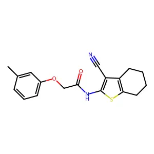 N-(3-cyano-4,5,6,7-tetrahydro-1-benzothien-2-yl)-2-(3-methylphenoxy)acetamide structure