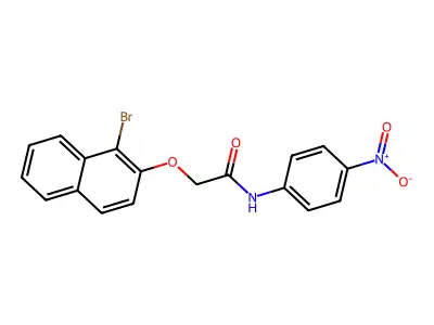 2-(1-bromonaphthalen-2-yl)oxy-N-(4-nitrophenyl)acetamide structure