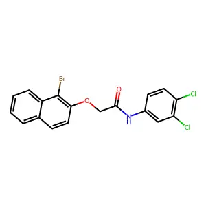 2-[(1-bromo-2-naphthyl)oxy]-N-(3,4-dichlorophenyl)acetamide structure