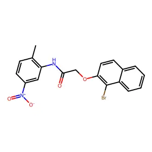 2-(1-bromonaphthalen-2-yl)oxy-N-(2-methyl-5-nitrophenyl)acetamide structure