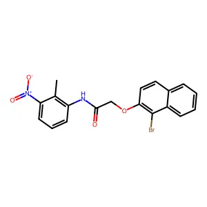 2-(1-bromonaphthalen-2-yl)oxy-N-(2-methyl-3-nitrophenyl)acetamide structure