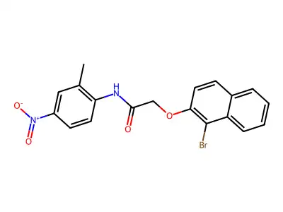 2-(1-bromonaphthalen-2-yl)oxy-N-(2-methyl-4-nitrophenyl)acetamide structure
