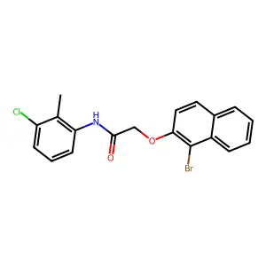 2-[(1-bromo-2-naphthyl)oxy]-N-(3-chloro-2-methylphenyl)acetamide structure