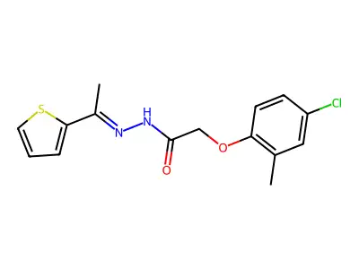 2-(4-chloro-2-methylphenoxy)-N-[(E)-1-thiophen-2-ylethylideneamino]acetamide structure