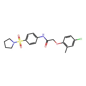 2-(4-chloro-2-methylphenoxy)-N-[4-(pyrrolidin-1-ylsulfonyl)phenyl]acetamide structure