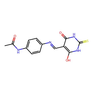 N-(4-(((4,6-dioxo-2-thioxotetrahydropyrimidin-5(2H)-ylidene)methyl)amino)phenyl)acetamide structure