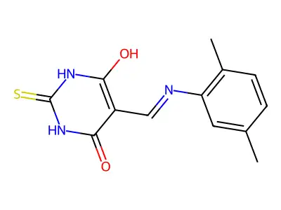 5-{[(2,5-DIMETHYLPHENYL)AMINO]METHYLIDENE}-2-SULFANYLIDENE-1,3-DIAZINANE-4,6-DIONE structure