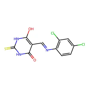 5-(((2,4-dichlorophenyl)amino)methylene)-2-thioxodihydropyrimidine-4,6(1H,5H)-dione structure