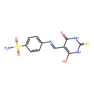 4-{[(4,6-dioxo-2-thioxotetrahydropyrimidin-5(2H)-ylidene)methyl]amino}benzenesulfonamide structure