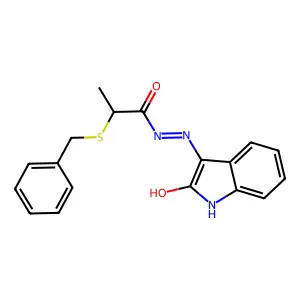 2-(benzylsulfanyl)-N'-(2-oxo-1,2-dihydro-3H-indol-3-ylidene)propanohydrazide structure