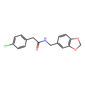 N-(1,3-benzodioxol-5-ylmethyl)-2-(4-chlorophenyl)acetamide structure