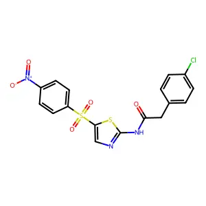 2-(4-chlorophenyl)-N-{5-[(4-nitrophenyl)sulfonyl]-1,3-thiazol-2-yl}acetamide structure