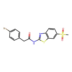 2-(4-bromophenyl)-N-(6-methylsulfonyl-1,3-benzothiazol-2-yl)acetamide structure