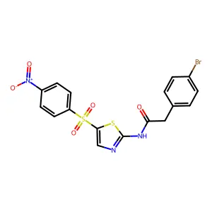 2-(4-bromophenyl)-N-{5-[(4-nitrophenyl)sulfonyl]-1,3-thiazol-2-yl}acetamide structure