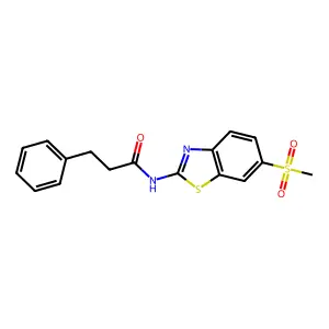 N-[6-(methylsulfonyl)benzothiazol-2-yl]-3-phenylpropanamide structure