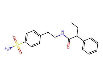 2-phenyl-N-[2-(4-sulfamoylphenyl)ethyl]butanamide structure