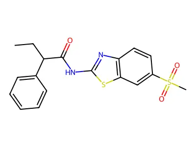 N-(6-methylsulfonyl-1,3-benzothiazol-2-yl)-2-phenylbutanamide structure
