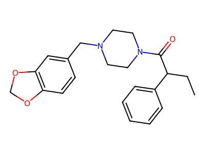 1-[4-(1,3-Benzodioxol-5-ylmethyl)piperazin-1-yl]-2-phenylbutan-1-one structure