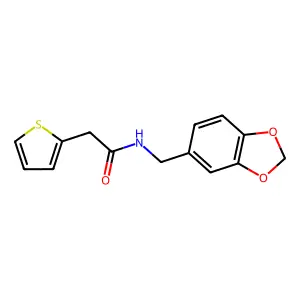 N-(1,3-benzodioxol-5-ylmethyl)-2-thiophen-2-ylacetamide structure