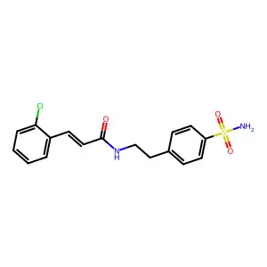 (E)-3-(2-chlorophenyl)-N-[2-(4-sulfamoylphenyl)ethyl]prop-2-enamide structure