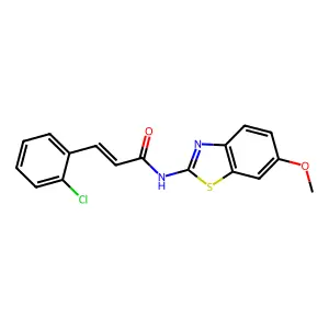 (E)-3-(2-chlorophenyl)-N-(6-methoxy-1,3-benzothiazol-2-yl)prop-2-enamide structure