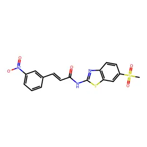 (E)-N-(6-methylsulfonyl-1,3-benzothiazol-2-yl)-3-(3-nitrophenyl)prop-2-enamide structure