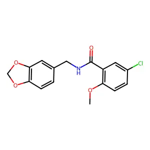 N-(1,3-benzodioxol-5-ylmethyl)-5-chloro-2-methoxybenzamide structure