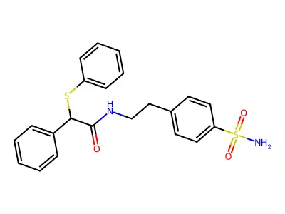 2-phenyl-2-phenylsulfanyl-N-[2-(4-sulfamoylphenyl)ethyl]acetamide structure