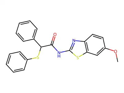 N-(6-methoxy-1,3-benzothiazol-2-yl)-2-phenyl-2-(phenylsulfanyl)acetamide structure
