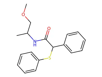 N-(1-methoxypropan-2-yl)-2-phenyl-2-phenylsulfanylacetamide structure