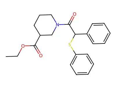 Ethyl 1-[phenyl(phenylsulfanyl)acetyl]piperidine-3-carboxylate structure