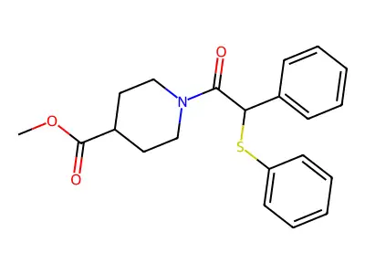 Methyl 1-[phenyl(phenylsulfanyl)acetyl]piperidine-4-carboxylate structure