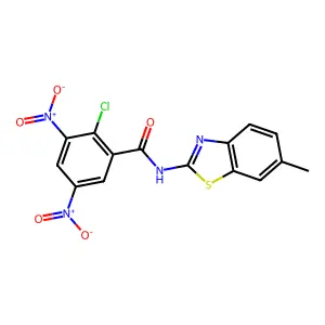 2-chloro-N-(6-methyl-1,3-benzothiazol-2-yl)-3,5-dinitrobenzamide structure