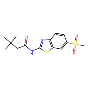 3,3-dimethyl-N-(6-methylsulfonyl-1,3-benzothiazol-2-yl)butanamide structure