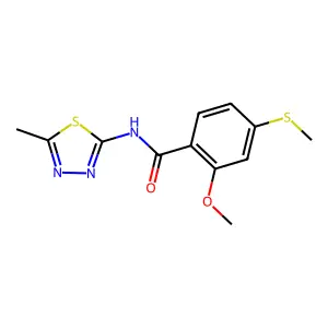 2-methoxy-4-(methylsulfanyl)-N-(5-methyl-1,3,4-thiadiazol-2-yl)benzamide structure