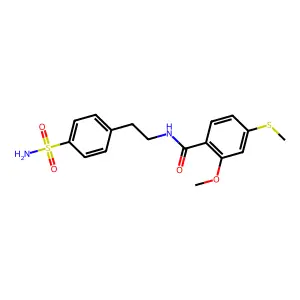 2-methoxy-4-(methylsulfanyl)-N-[2-(4-sulfamoylphenyl)ethyl]benzamide structure